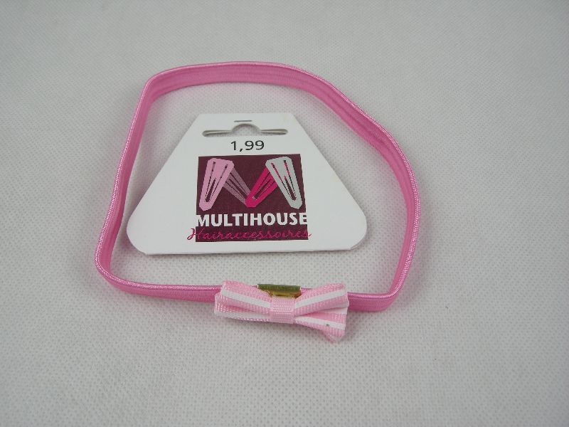 (image for) Elastische haarband met strik licht roze.